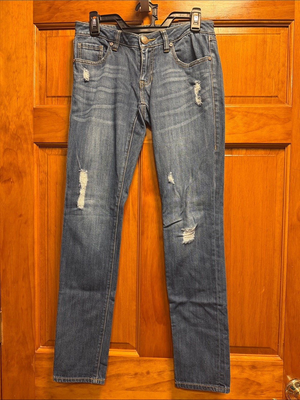 CAbi Distressed Blue Skinny Jeans